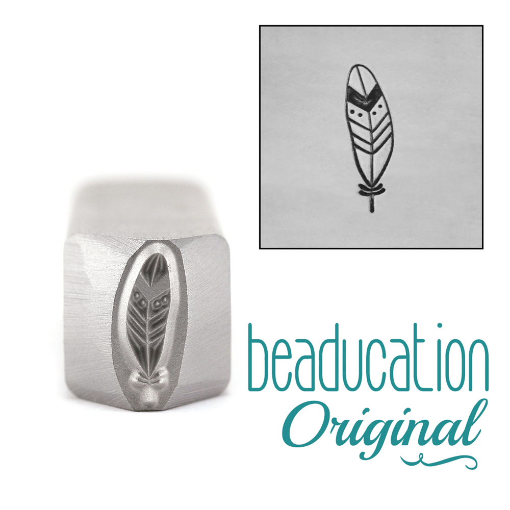 Metal Stamping Tools Large Hip Feather Metal Design Stamp 11mm - Beaducation Original